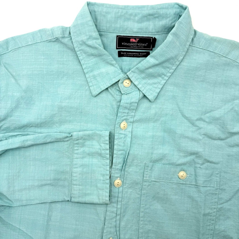 Vineyard Vines‎ Slim Longshore Men's XL Long Sleeve Solid Blue Button Up Shirt